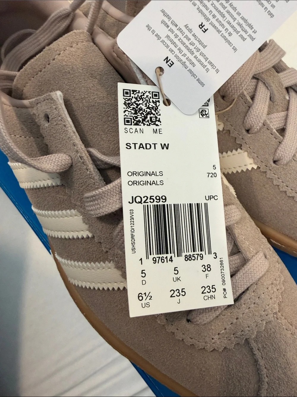 adidas Women's Beige and White Suede Sneakers - Picture 2 of 6